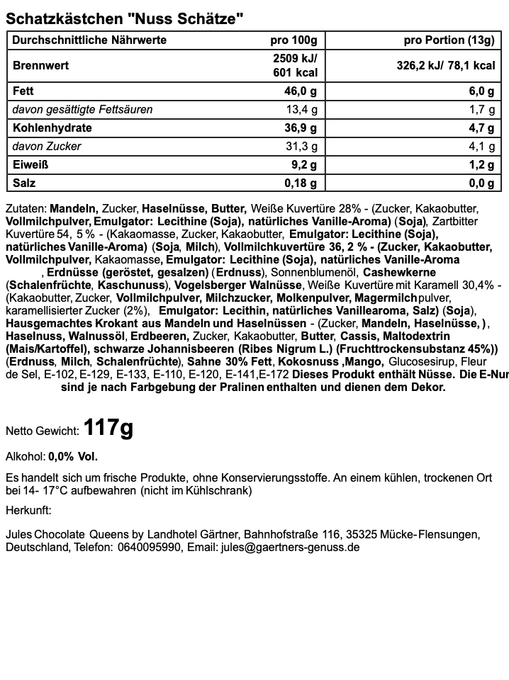 Schatzkästchen - "Nuss Schätze!"