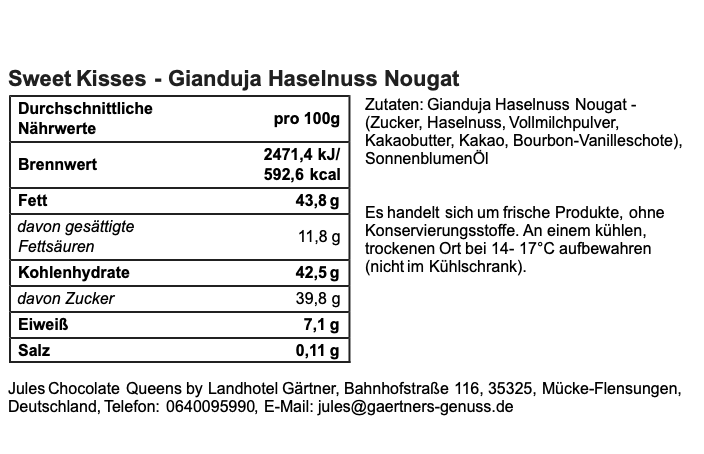 Sweet Kisses - Nougat Gianduja 